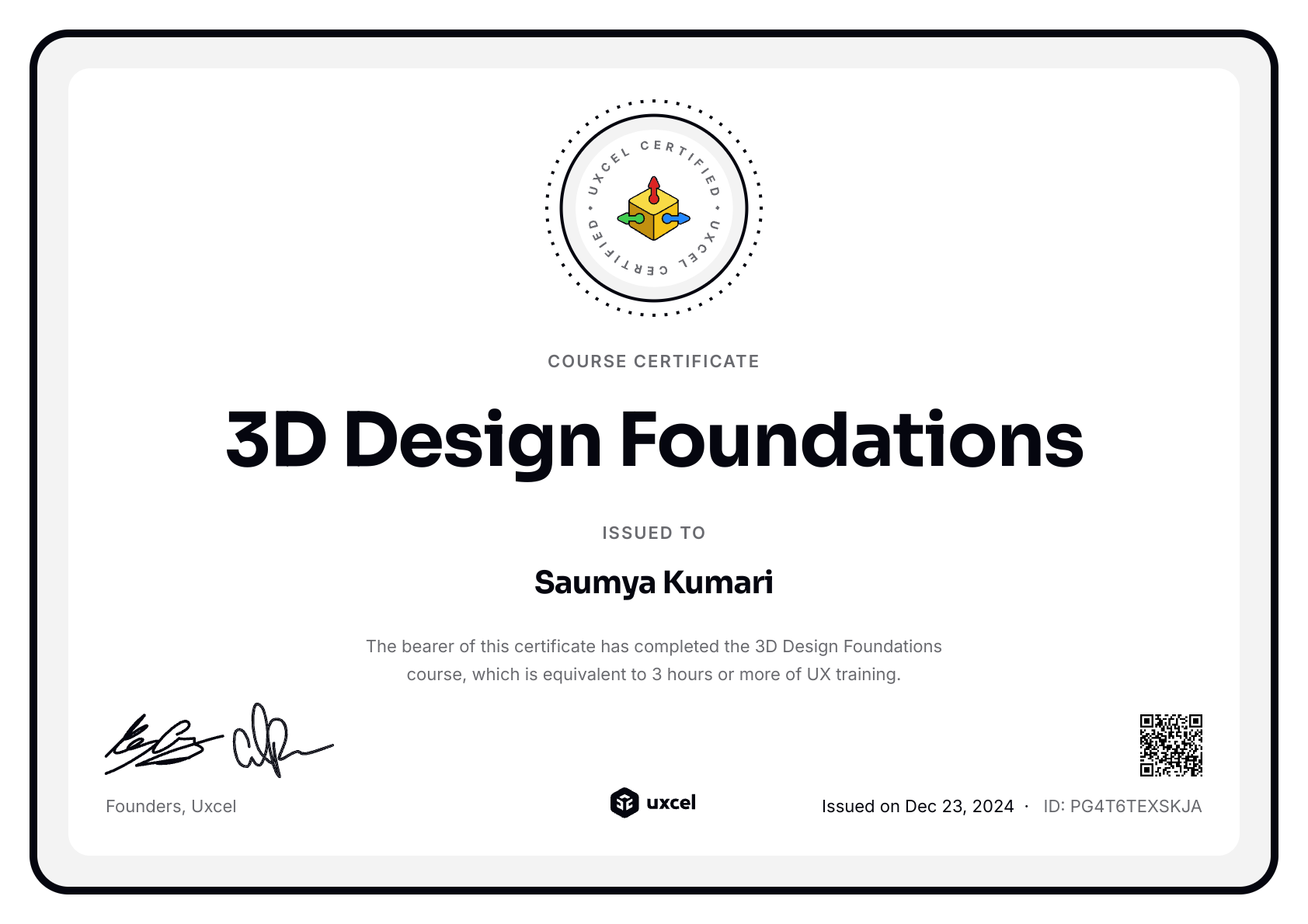 Saumya Kumari's certificate